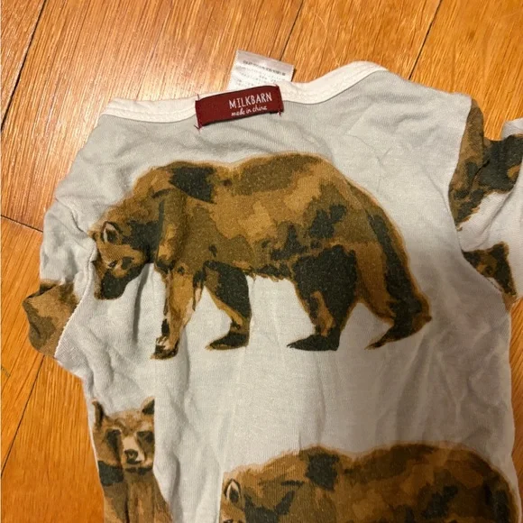 Milkbarn Bear Print Footed zipper pajamas - Picture 4 of 5